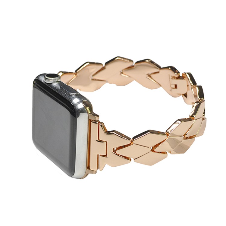 XINCUCO Rhombus Stainless Steel Watch Band for Apple Watch Series 4 44mm / Series 3 2 1 42mm - Rose Gold Color-2