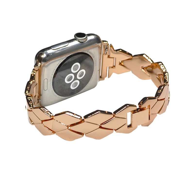 XINCUCO Rhombus Stainless Steel Watch Band for Apple Watch Series 4 44mm / Series 3 2 1 42mm - Rose Gold Color-3