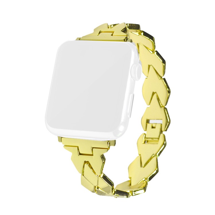 XINCUCO Rhombus Stainless Steel Watchband Replacement for Apple Watch Series 4 44mm / Series 3 2 1 42mm - Gold Color-1