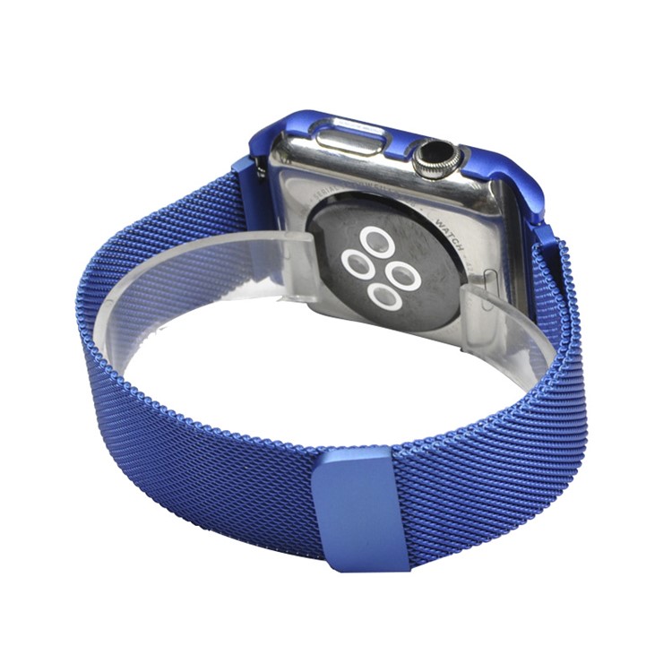 XINCUCO Milanese Aluminiumlegierung Magnetband + Uhr Rahmen Für Apple Watch-Serie 3/2/1 38mm - Blau-1