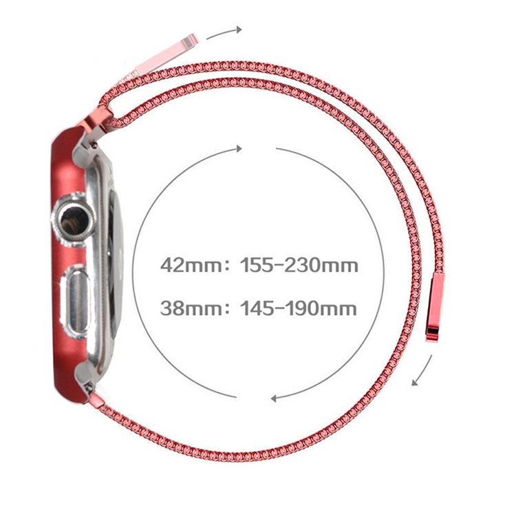 XINCUCO Milanese Aluminiumlegierung Magnetband + Uhr Rahmen Für Apple Watch Serie 3/2/1 42mm - Rot-6