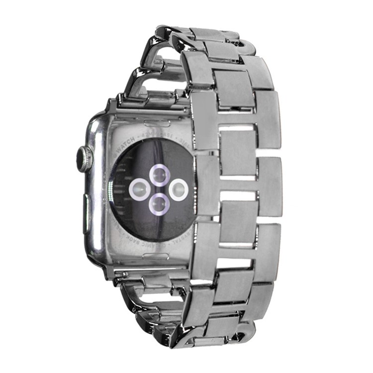 XINCUCO D-Button Buckle Stainless Steel Diamond Shape Watchband Replacement for Apple Watch Series 4 40mm / Series 3 2 1 38mm - Black-1