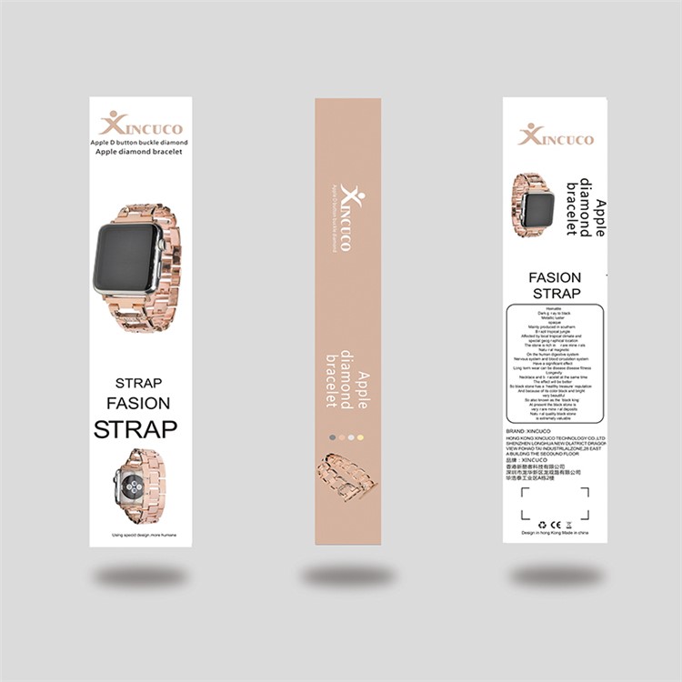 XINCUCO D-Button Buckle Stainless Steel Diamond Shape Watchband Replacement for Apple Watch Series 4 40mm / Series 3 2 1 38mm - Black-10