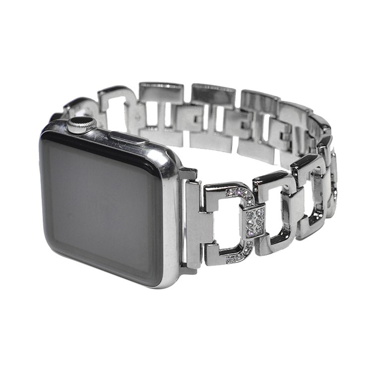 XINCUCO D-Button Buckle Stainless Steel Diamond Shape Watchband Replacement for Apple Watch Series 4 40mm / Series 3 2 1 38mm - Black-5
