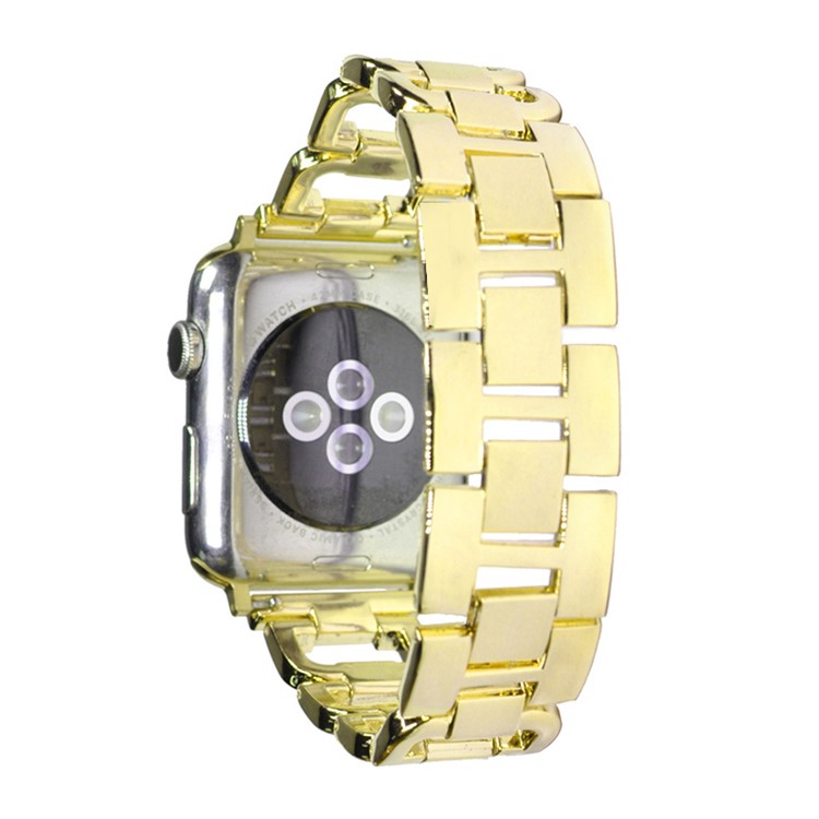 XINCUCO D-Button Buckle Stainless Steel Diamond Shape Watch Bracelet for Apple Watch Series 4 40mm / Series 3 2 1 38mm - Gold Color-1