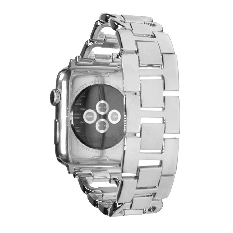 XINCUCO D-Button Buckle Stainless Steel Diamond Shape Watch Band for Apple Watch Series 5 4 44mm / Series 3 2 1 42mm - Silver Color-2