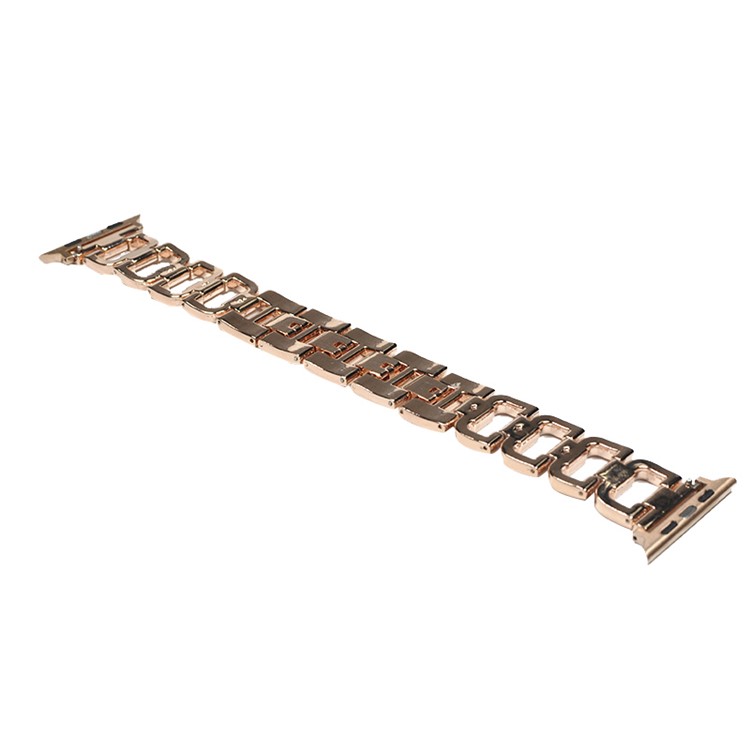 XINCUCO D-Button Buckle Stainless Steel Diamond Shape Watch Bracelet for Apple Watch Series 4 44mm / Series 3 2 1 42mm - Rose Gold Color-4