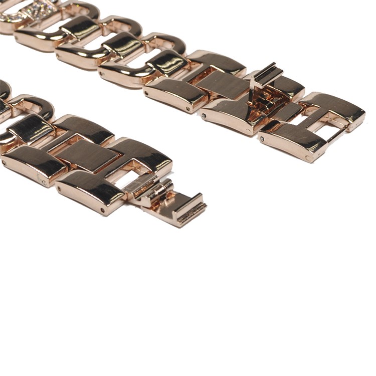 XINCUCO D-Button Buckle Stainless Steel Diamond Shape Watch Bracelet for Apple Watch Series 4 44mm / Series 3 2 1 42mm - Rose Gold Color-5