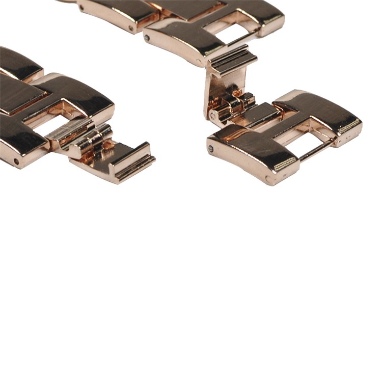 XINCUCO D-Button Buckle Stainless Steel Diamond Shape Watch Bracelet for Apple Watch Series 4 44mm / Series 3 2 1 42mm - Rose Gold Color-6