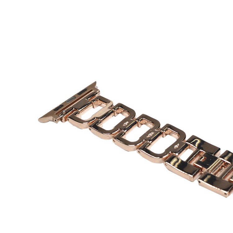 XINCUCO D-Button Buckle Stainless Steel Diamond Shape Watch Bracelet for Apple Watch Series 4 44mm / Series 3 2 1 42mm - Rose Gold Color-8