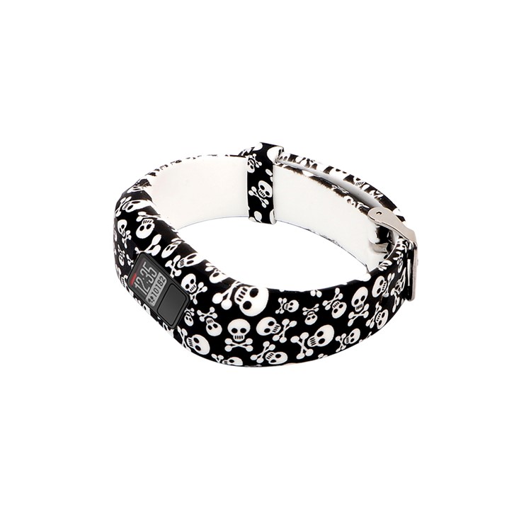 Pattern Printing Silicone Strap for Garmin Vivofit 3, Length: 23cm - Skull-2