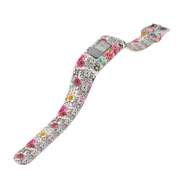 Pattern Printing Silicone Watch Strap for Garmin Vivofit 3, Length: 23cm - Wedding Bouquet-1
