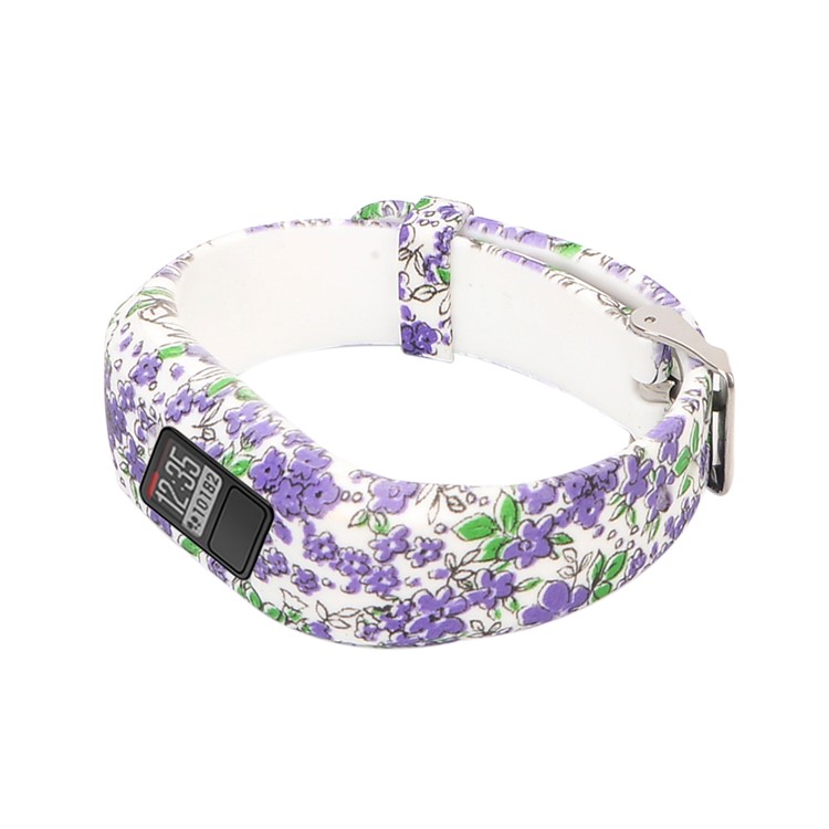 Pattern Decor Silicone Wrist Watch Strap for Garmin Vivofit 3, Length: 23cm - Orchid-2