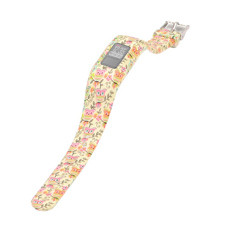 Pattern Printing Adjustable Sports Silicone Replacement Watch Band for Garmin Vivofit 3, Length: 23cm - Cute Owls-1