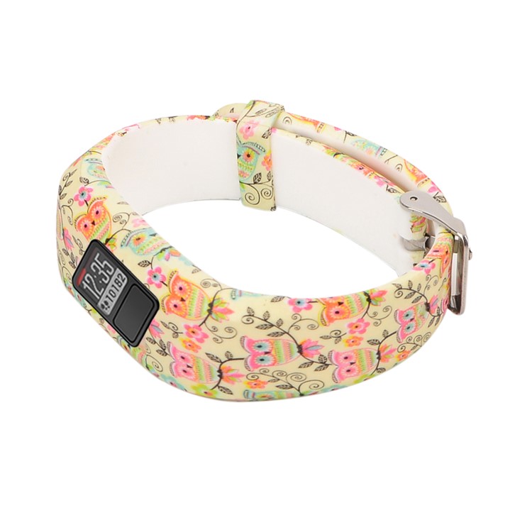 Pattern Printing Adjustable Sports Silicone Replacement Watch Band for Garmin Vivofit 3, Length: 23cm - Cute Owls-2