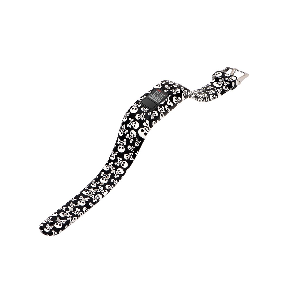Pattern Printing Adjustable Sports Silicone Watch Strap for Garmin Vivofit JR - Skull-1