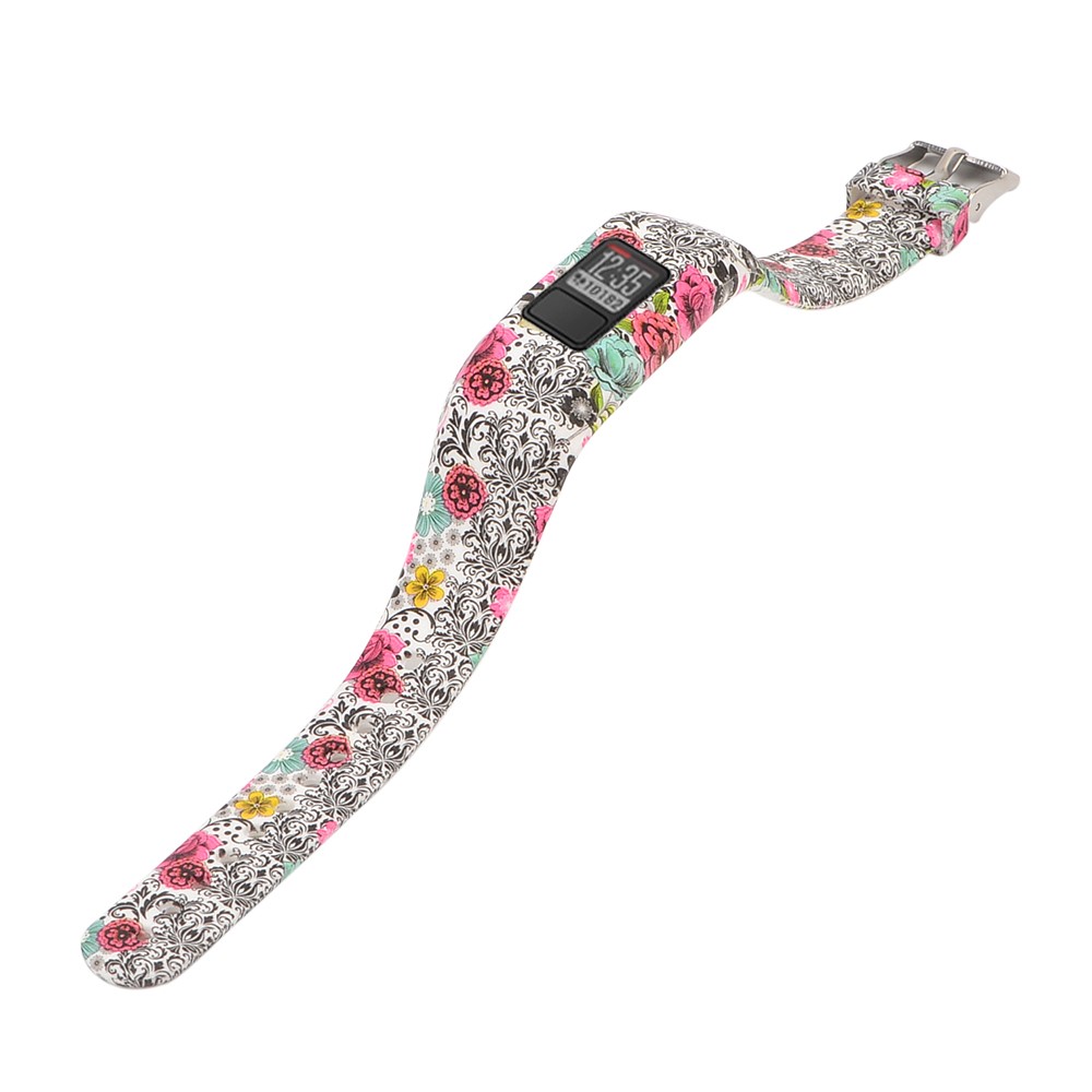 Pattern Printing Adjustable Sports Silicone Replacement Watch Strap for Garmin Vivofit JR - Wedding Bouquet-1
