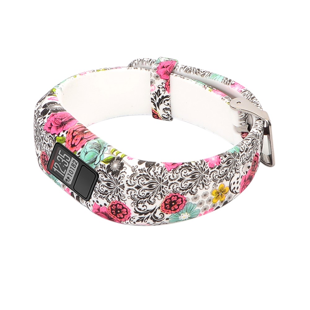 Pattern Printing Adjustable Sports Silicone Replacement Watch Strap for Garmin Vivofit JR - Wedding Bouquet-2