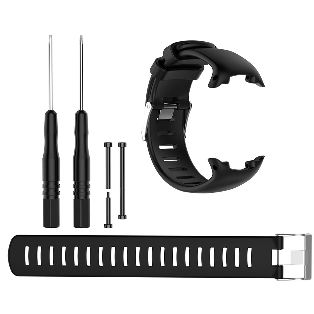 Flexible Silicone Watch Band Strap for Suunto D4i Novo Submersion Watch - Black-2