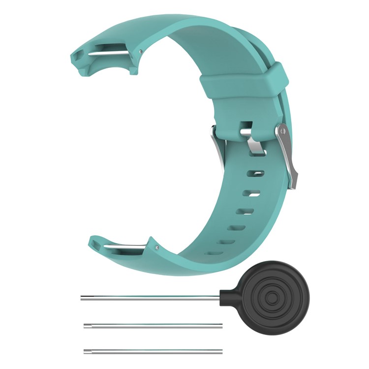 Soft Silicone Watch Strap Replacement for Garmin Approach S3 with Spring Bars and Tool - Cyan-1