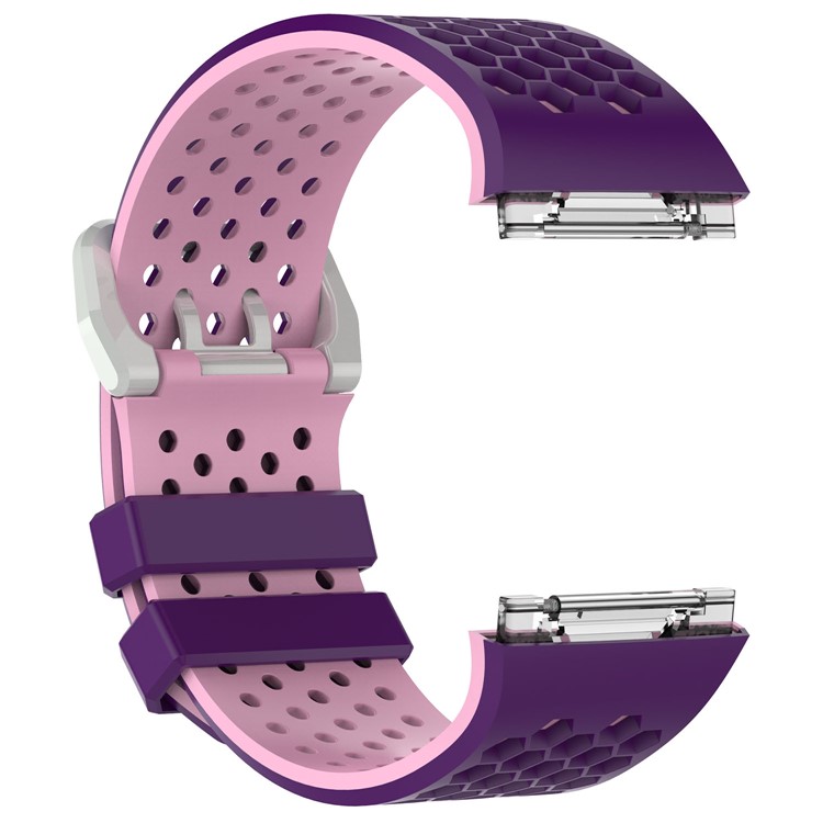 Dual-color Silicone Hollow Watch Band for Fitbit Ionic - Purple + Pink-2