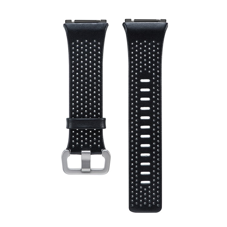 6.5-8.5inch Breathable Holes Genuine Leather Watch Band for Fitbit Ionic - Black-1
