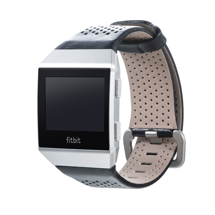 6.5-8.5inch Breathable Holes Genuine Leather Watch Band for Fitbit Ionic - Black-2