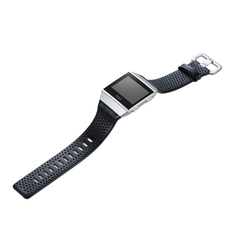 6.5-8.5inch Breathable Holes Genuine Leather Watch Band for Fitbit Ionic - Black-3