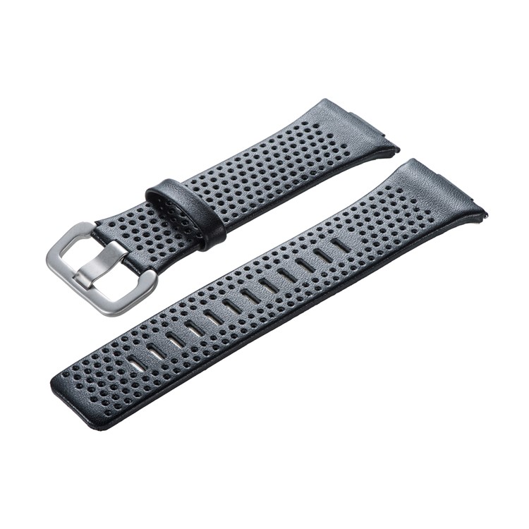 6.5-8.5inch Breathable Holes Genuine Leather Watch Band for Fitbit Ionic - Black-5