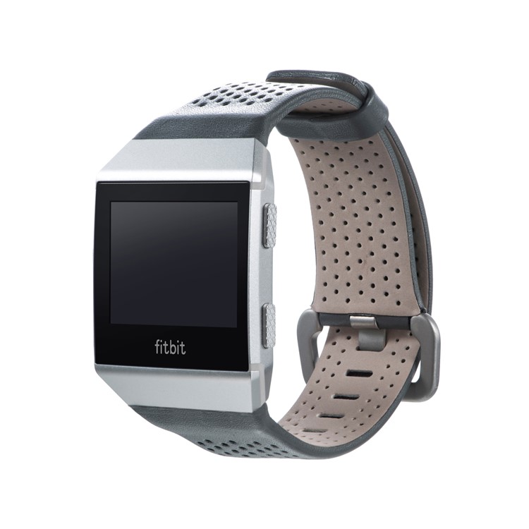6.5-8.5inch Breathable Holes Genuine Leather Watch Strap for Fitbit Ionic - Grey-2