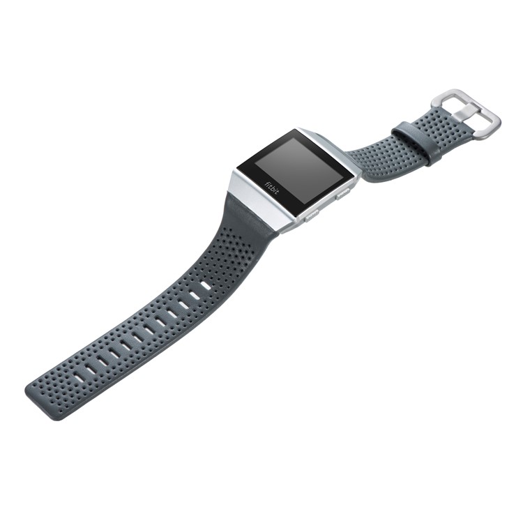 6.5-8.5inch Breathable Holes Genuine Leather Watch Strap for Fitbit Ionic - Grey-3