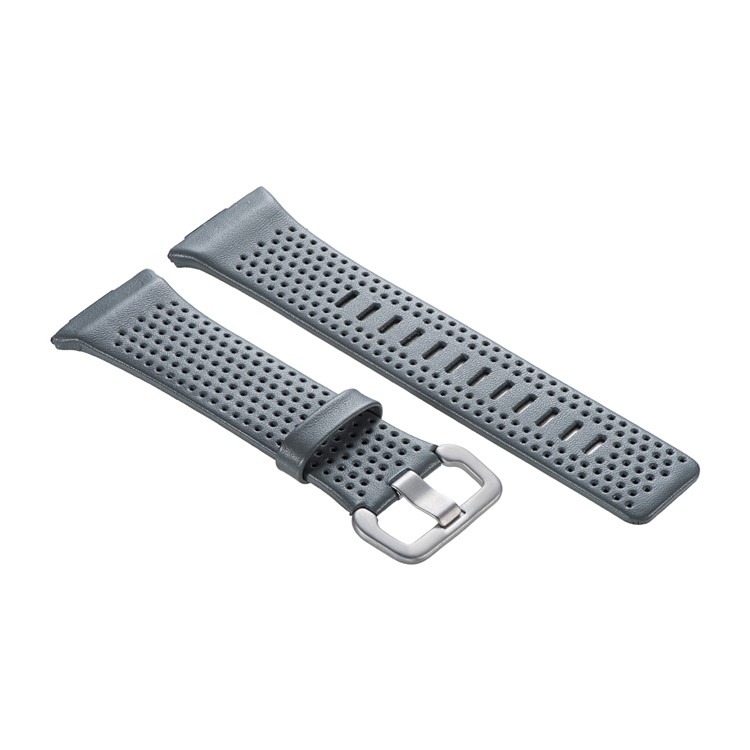 6.5-8.5inch Breathable Holes Genuine Leather Watch Strap for Fitbit Ionic - Grey-4