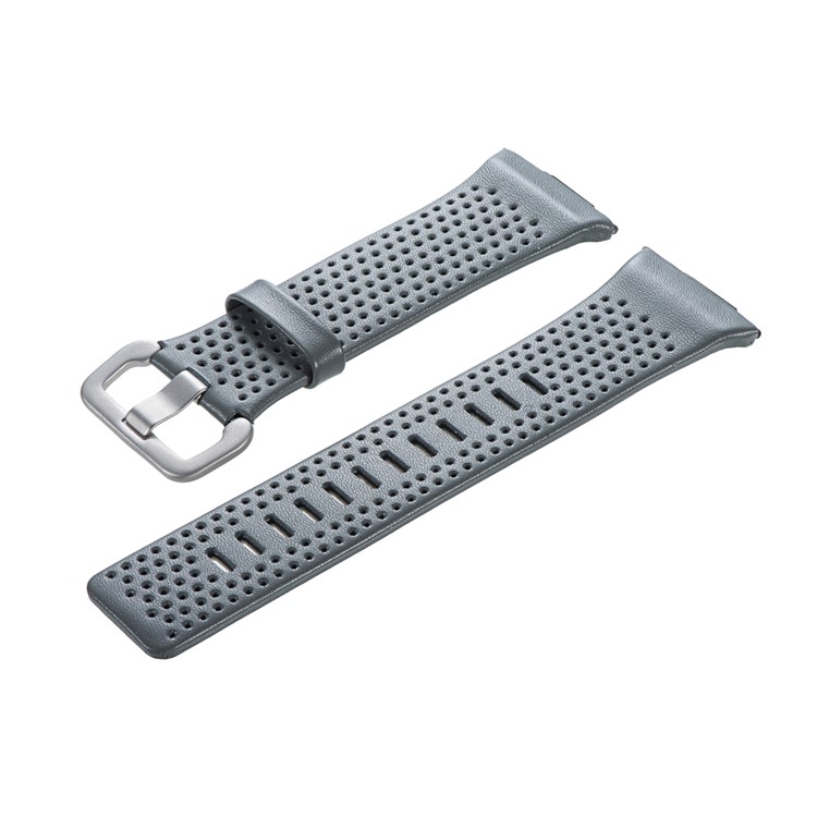 6.5-8.5inch Breathable Holes Genuine Leather Watch Strap for Fitbit Ionic - Grey-5