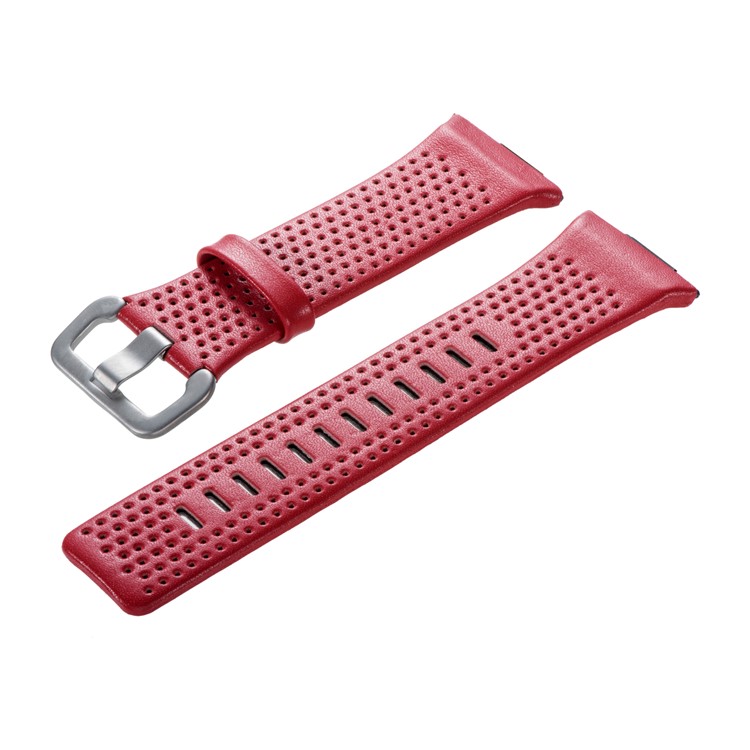 6.5-8.5inch Breathable Holes Genuine Leather Watch Bracelet for Fitbit Ionic - Red-5