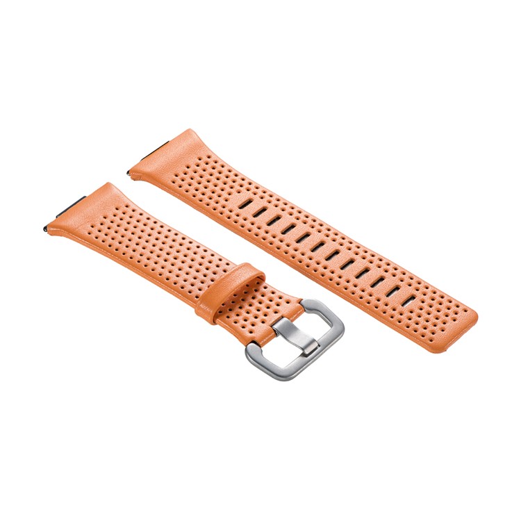 6.5-8.5inch Breathable Holes Genuine Leather Sports Watch Band for Fitbit Ionic - Orange-4