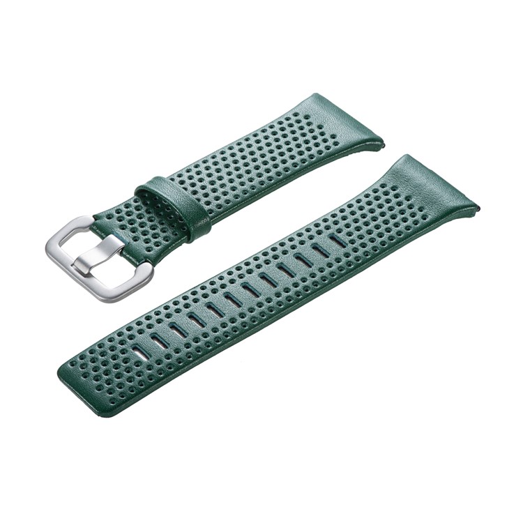 6.5-8.5inch Breathable Holes Genuine Leather Watchband for Fitbit Ionic - Green-5