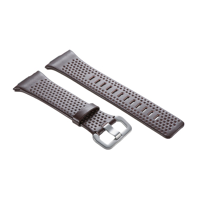 6.5-8.5inch Breathable Holes Genuine Leather Wrist Watch Strap for Fitbit Ionic - Coffee-4