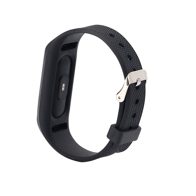 Rhombus Texture Silicone Wrist Strap for Xiaomi Mi Band 2 - Black-1