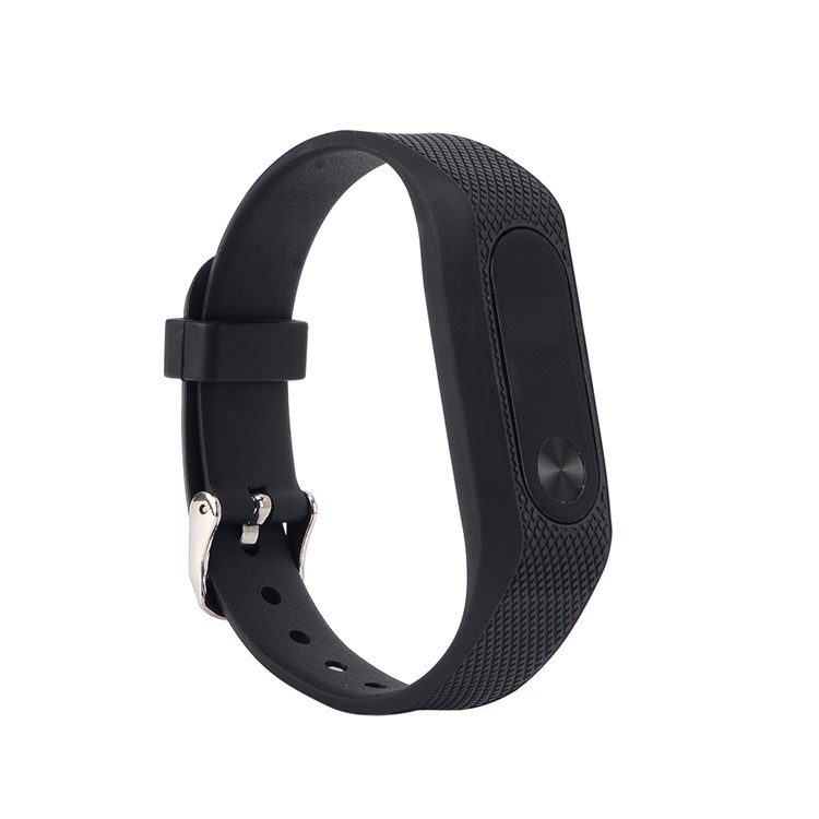 Rhombus Texture Silicone Wrist Strap for Xiaomi Mi Band 2 - Black-2