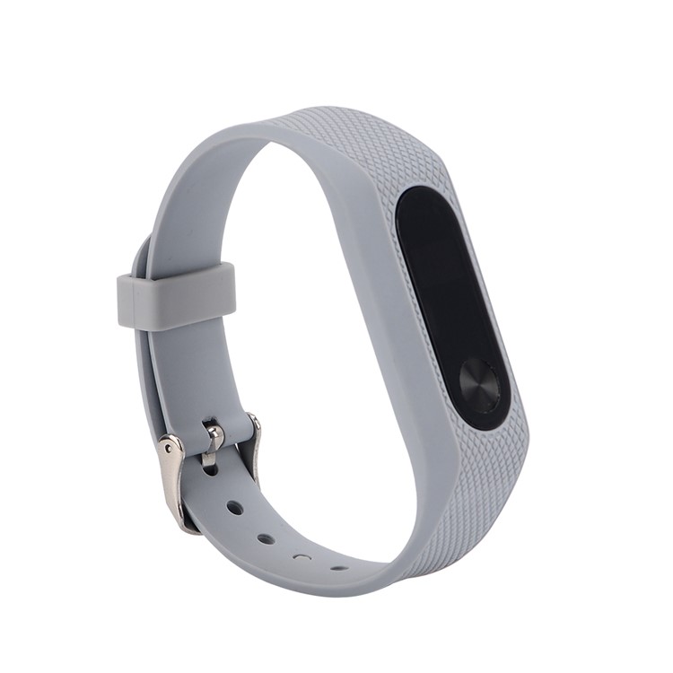 Rhombus Texture Silicone Watch Band for Xiaomi Mi Band 2 - Grey-2