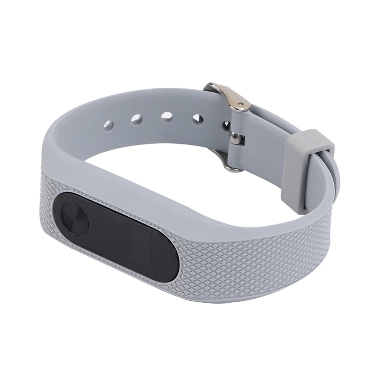 Rhombus Texture Silicone Watch Band for Xiaomi Mi Band 2 - Grey-3
