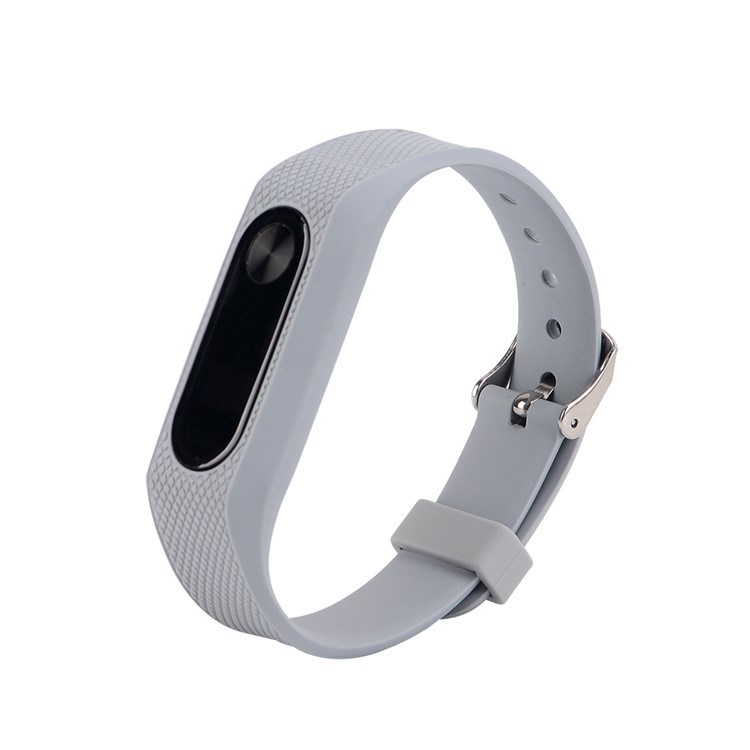 Rhombus Texture Silicone Watch Band for Xiaomi Mi Band 2 - Grey-4