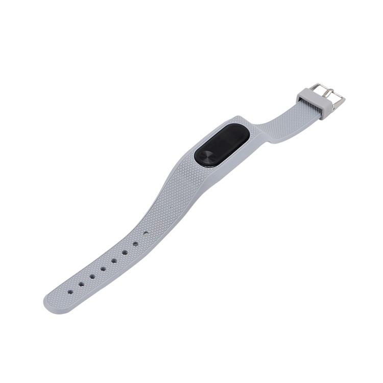 Rhombus Texture Silicone Watch Band for Xiaomi Mi Band 2 - Grey-5