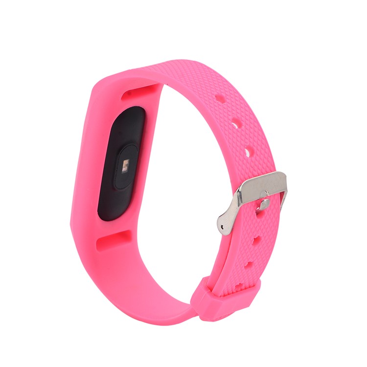 Rhombus Texture Soft Silicone Wrist Strap for Xiaomi Mi Band 2 - Rose-1
