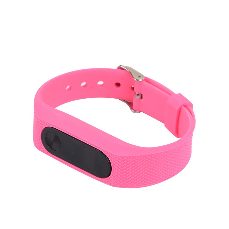 Rhombus Texture Soft Silicone Wrist Strap for Xiaomi Mi Band 2 - Rose-3
