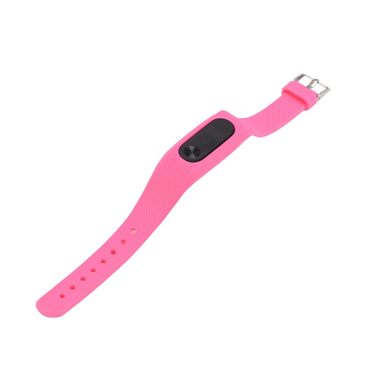 Rhombus Texture Soft Silicone Wrist Strap for Xiaomi Mi Band 2 - Rose-5