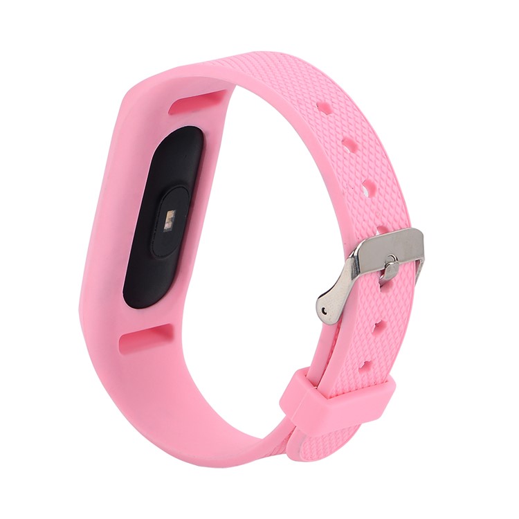 Rhombus Texture Flexible Silicone Wrist Strap for Xiaomi Mi Band 2 - Pink-1