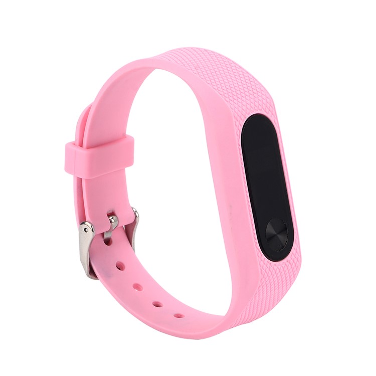 Rhombus Texture Flexible Silicone Wrist Strap for Xiaomi Mi Band 2 - Pink-2