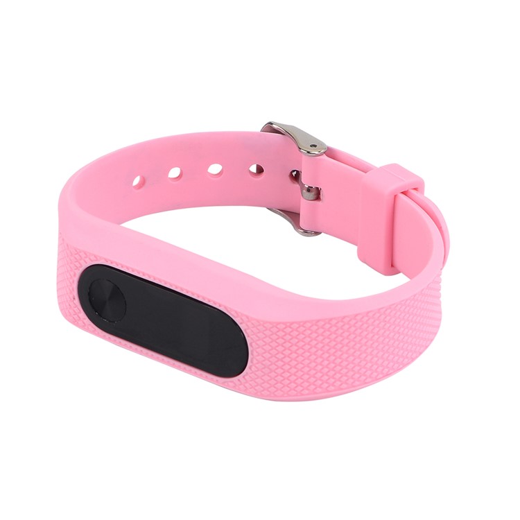 Rhombus Texture Flexible Silicone Wrist Strap for Xiaomi Mi Band 2 - Pink-3
