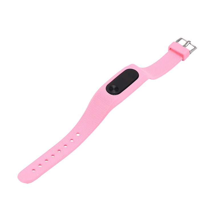 Rhombus Texture Flexible Silicone Wrist Strap for Xiaomi Mi Band 2 - Pink-5